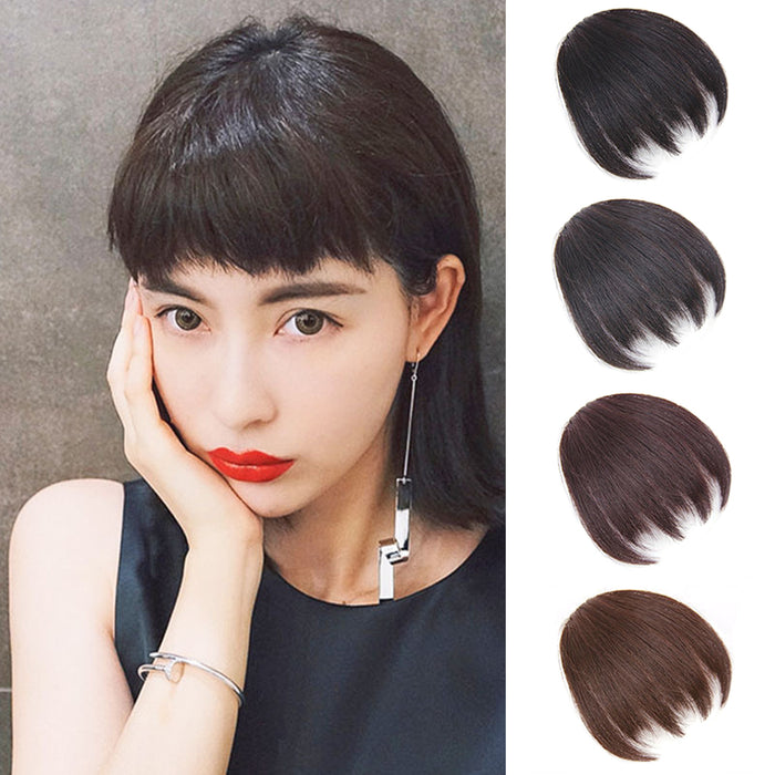 VAVANGA French Thick Bangs Clip in, Irregular Shape Wispy Hair Bangs Straight Fake Fringe Curtain Bangs Hair Piece Hair Extension for Women