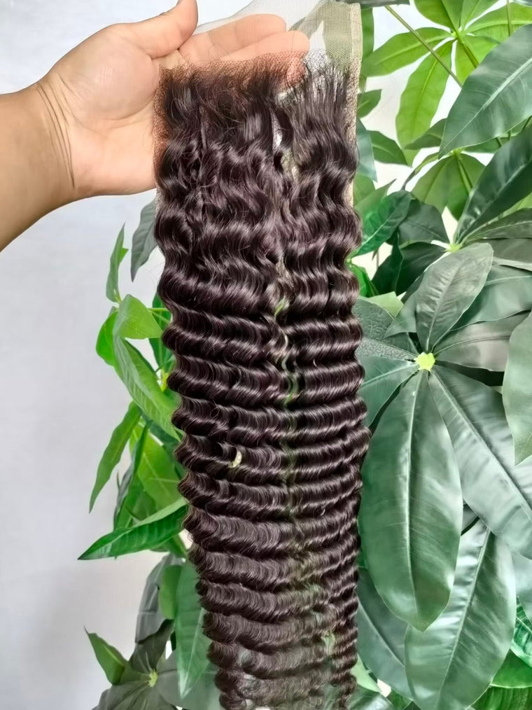 Cheveux brésiliens Lace Closure lisse 4x4 partie centrale pour afro-américain