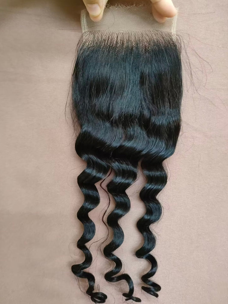 Cheveux brésiliens Lace Closure lisse 4x4 partie centrale pour afro-américain