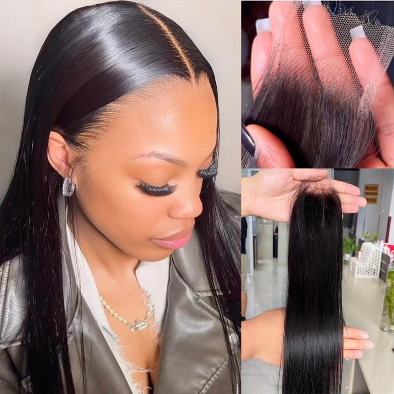 HD 2X6 Straight Lace Closure Human Hair Transparent Lace Closure for B ...
