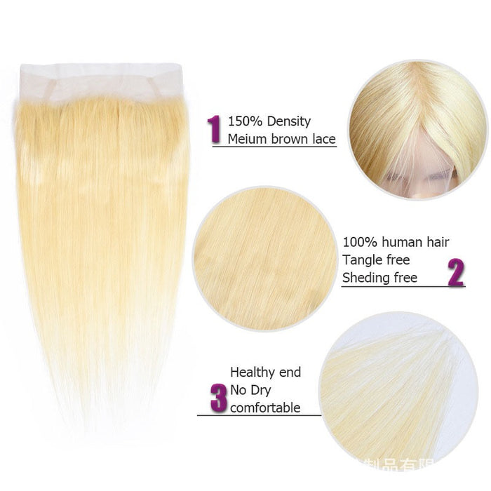 Blonde 360 Lace Frontal Straight Virgin Human Hair Transparent Lace Frontal