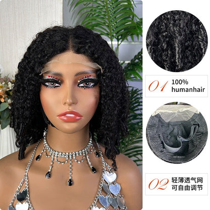 Pixie Curl Afro Glueless Lace Wig 5x5 Human Hair 210%Density for African American