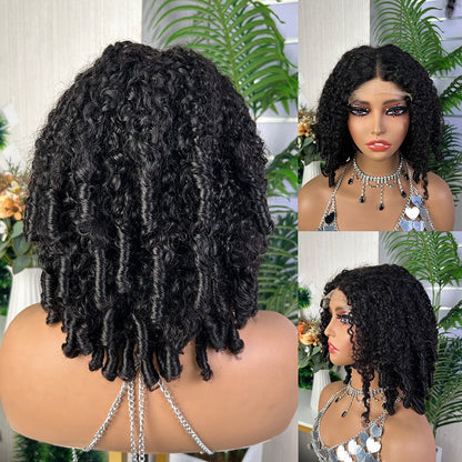 Pixie Curl Afro Glueless Lace Wig 5x5 Human Hair 210%Density for African American