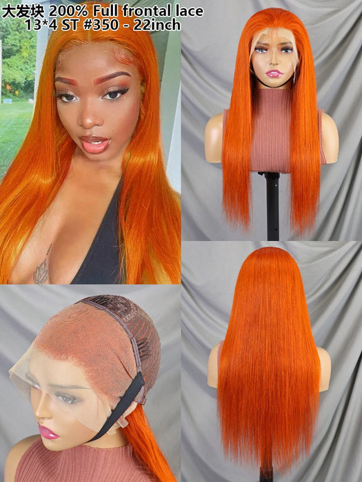 Ombre Color Straight Human Hair Lace Frontal Wig 22inch 200% Density for Black Women