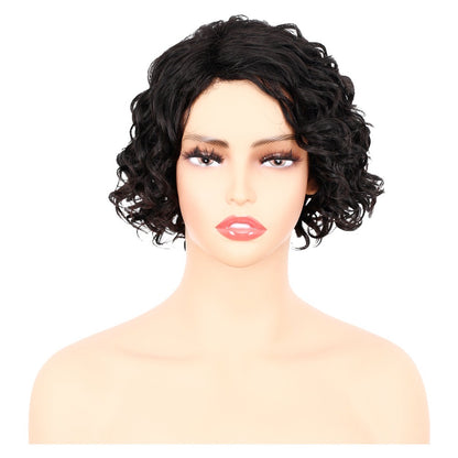 Black Deep Wave Wig Human Hair Short Pixie Cut Wear and Go Glueless Wigs