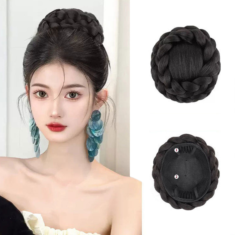 VAVANGA Braided Hair Bun Clip in Synthetic Twisted Braiding Bun Hairpiece for Black Women