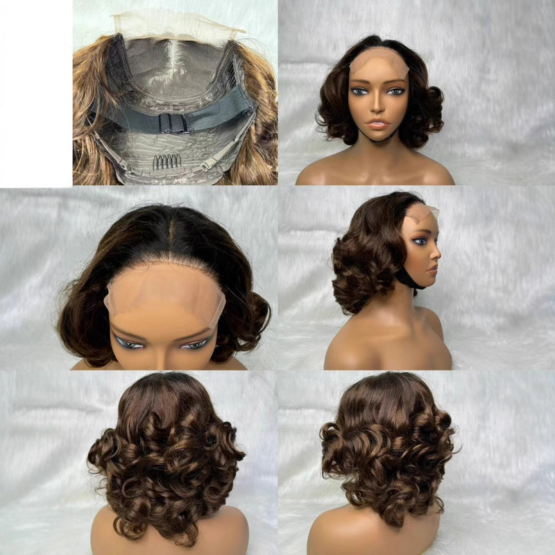 613 Blonde Pixie Cut Wig Wave Short Lace Wig Cheveux Humains pour Femmes Noires