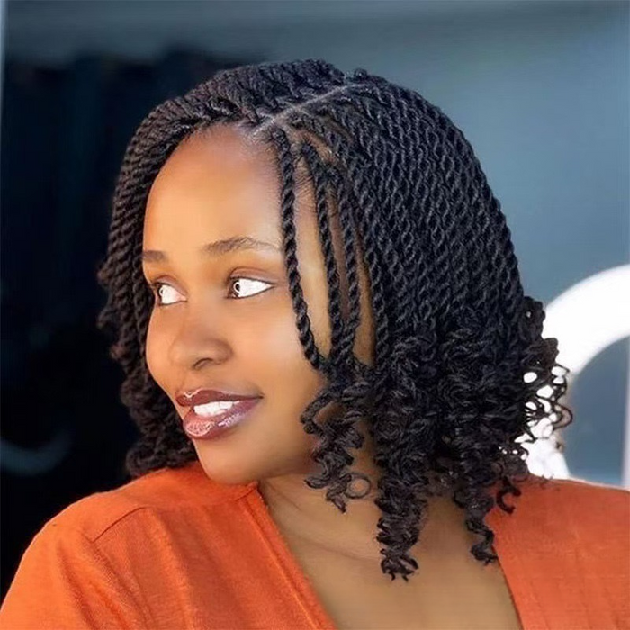 12 Inch 3X Box Braids with Curly Ends Short Goddess Braided Lace Wig - 4x4 Lace Wig for Black Women