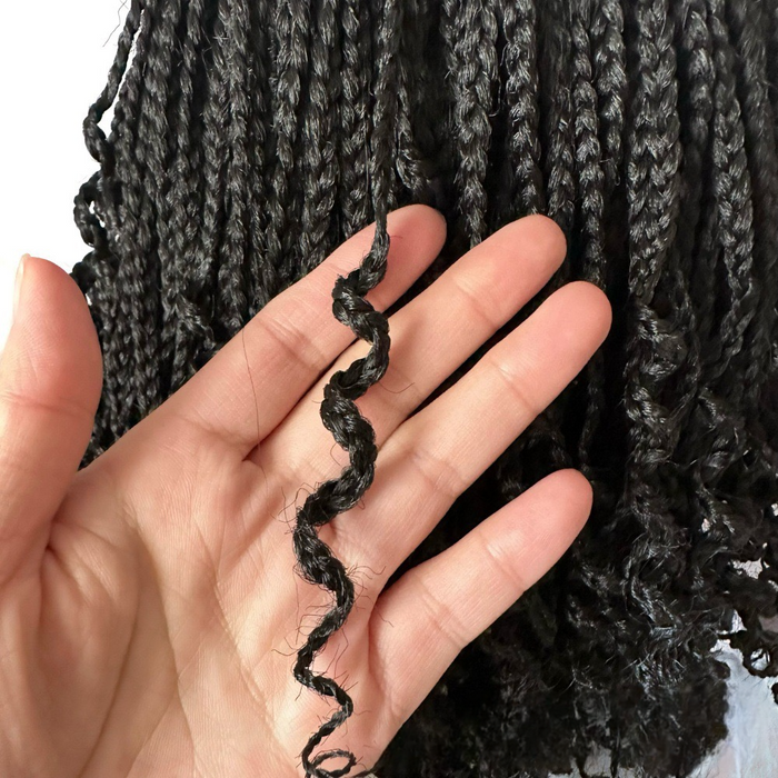 12 Inch 3X Box Braids with Curly Ends Short Goddess Braided Lace Wig - 4x4 Lace Wig for Black Women