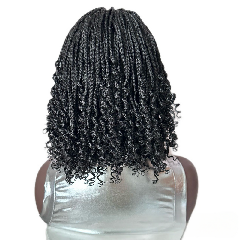 12 Inch 3X Box Braids with Curly Ends Short Goddess Braided Lace Wig - 4x4 Lace Wig for Black Women