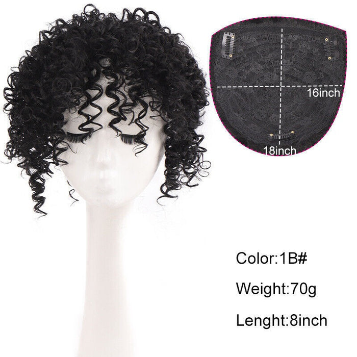 Short Kinky Curly Hair Toppers with Bangs Synthetic Wiglets Hair Pieces Clip in Afro Curly Bangs for Black Women with Thinning Hair Instant Volume and Style - #1B