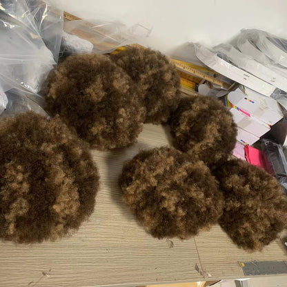 Highlight Afro Human Hair Wig Short Kinky Curly Wig For African American