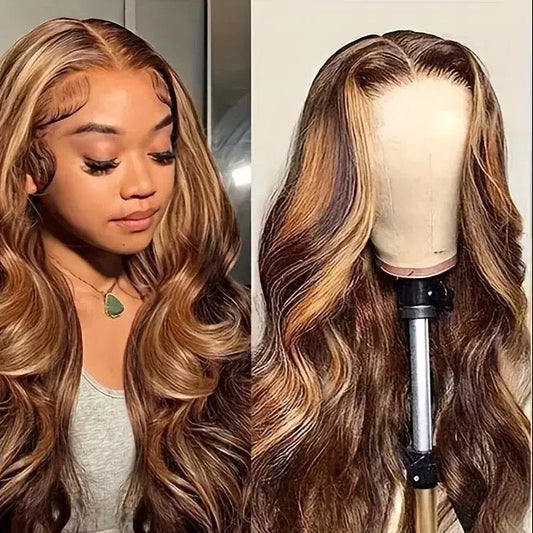 Highlight 4x4 Lace Closure Wig Body Wave Human Hair for Black Women