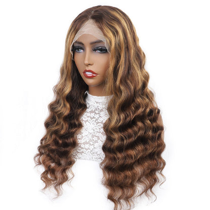 Highlight 4x4 Lace Closure Wig Loose Deep Wave Human Hair for Black Women