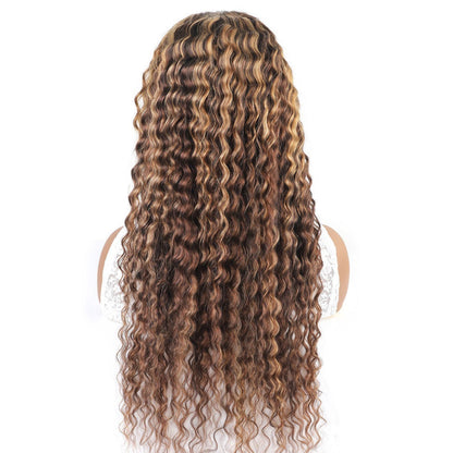 Highlight 4x4 Lace Closure Wig Deep Wave Human Hair for Black Women