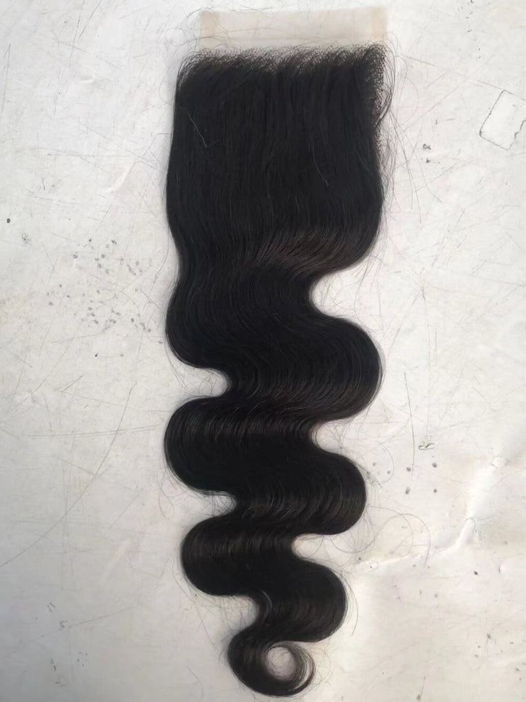 Cheveux brésiliens Lace Closure lisse 4x4 partie centrale pour afro-américain