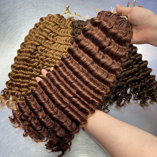 crochet human hair deep wave Brown color Pre-Separated Crochet Hair