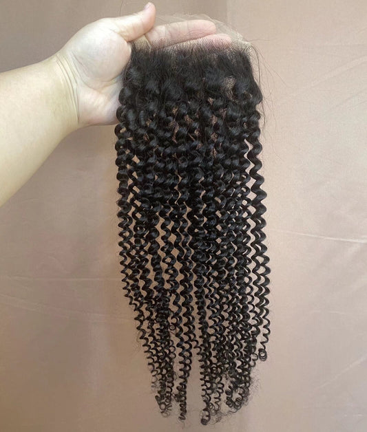 HD Lace Closure 4x4 Kinky Curl Virgin Human Hair Natural Color for Black Women