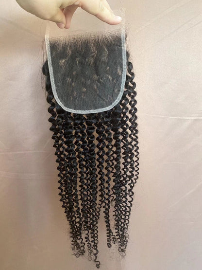 HD Lace Closure 4x4 Kinky Curl Virgin Human Hair Natural Color for Black Women