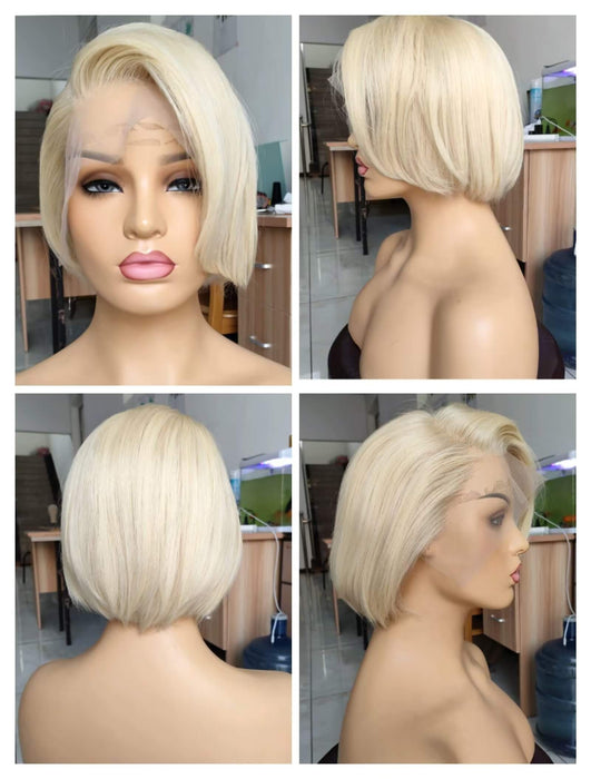 Side Part Blonde bob Wig Lace Frontal Brazilian Hair for Black Women-1