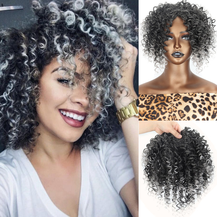 Afro Kinky Curly Hair Topper for Men & Women – Ultra-Natural Soft Clip-In Synthetic Curly Bangs & Wiglets-T2-0906