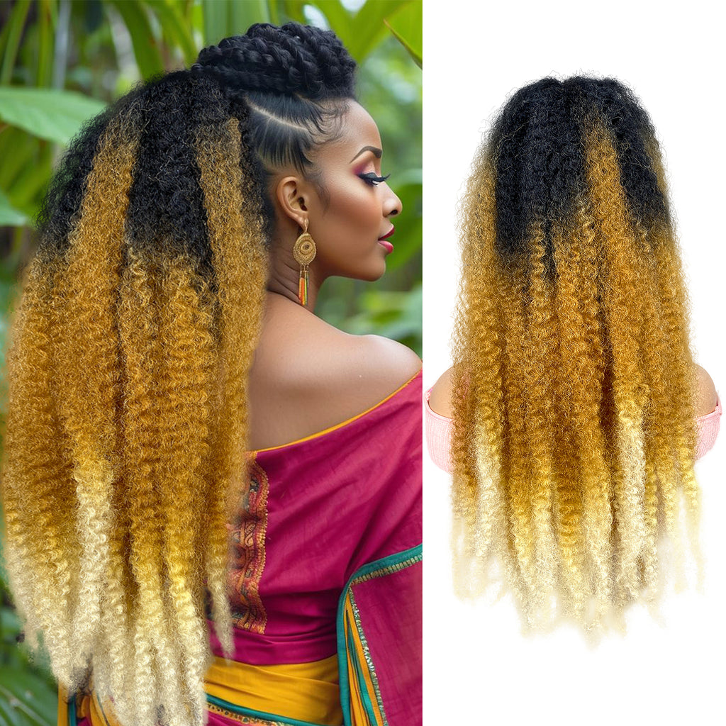 VAVANGA Long Marley Hair Drawstring Ponytail 24inch Braiding Hair Afro Kinky Ponytail