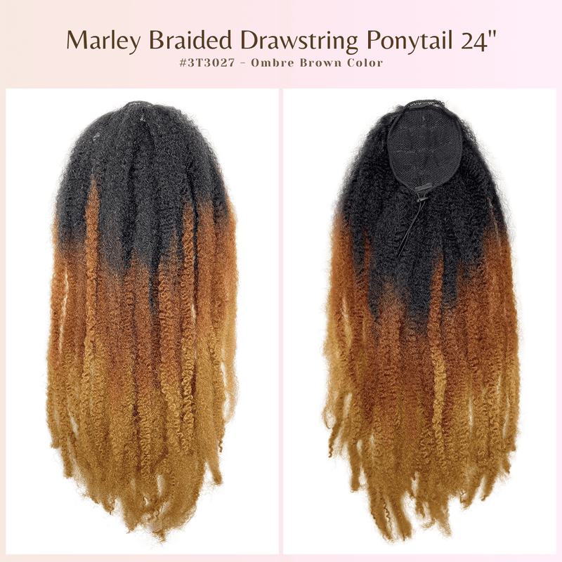 VAVANGA 24inch Long Marley Hair Ponytail Drawstring Jamaican Twist Hair Ponytail