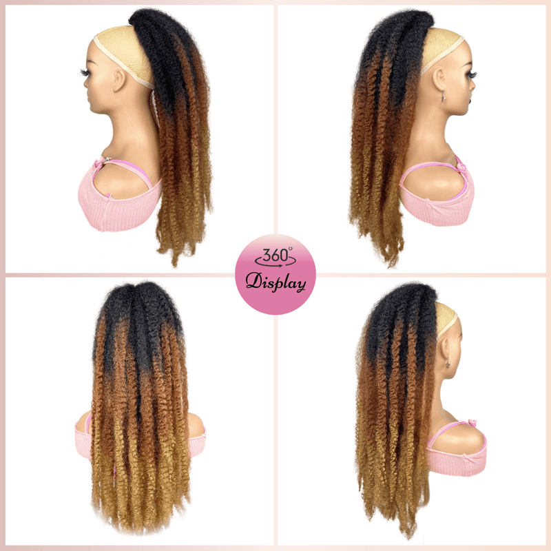 VAVANGA 24inch Long Marley Hair Ponytail Drawstring Jamaican Twist Hair Ponytail