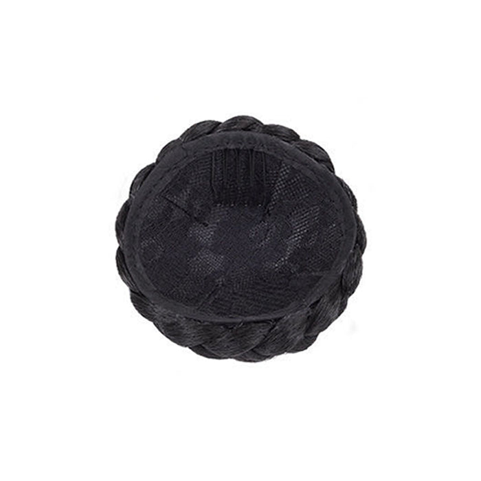 VAVANGA Small Size Natural Braided Chignon Bun Hairpiece Black Donut Scrunchie Clip in Hair Bun Updo Hair Piece Twisted Bun Ponytail Hair Extensions Clip in Fake Bun for Women