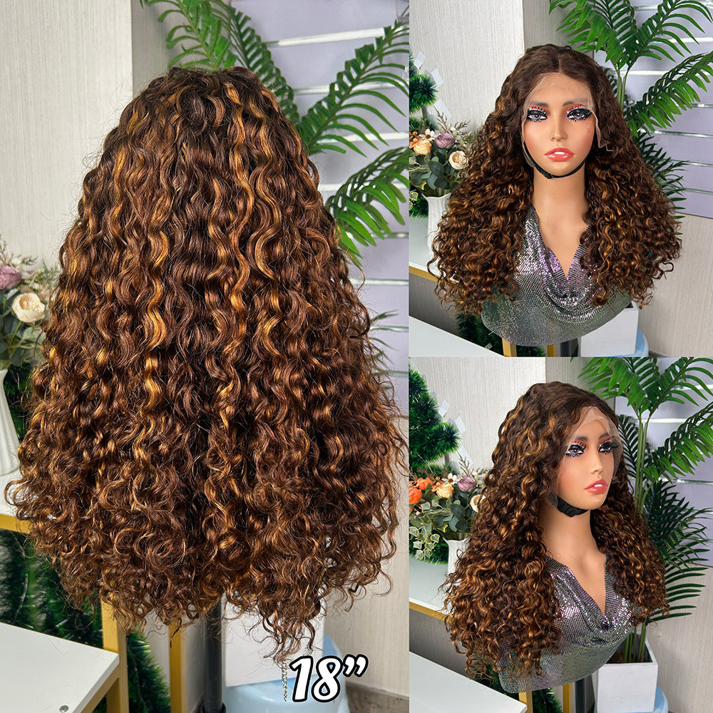 13X4 SDD Water Wave Curly Human Hair Glueless Wig 300% Density for Black Women