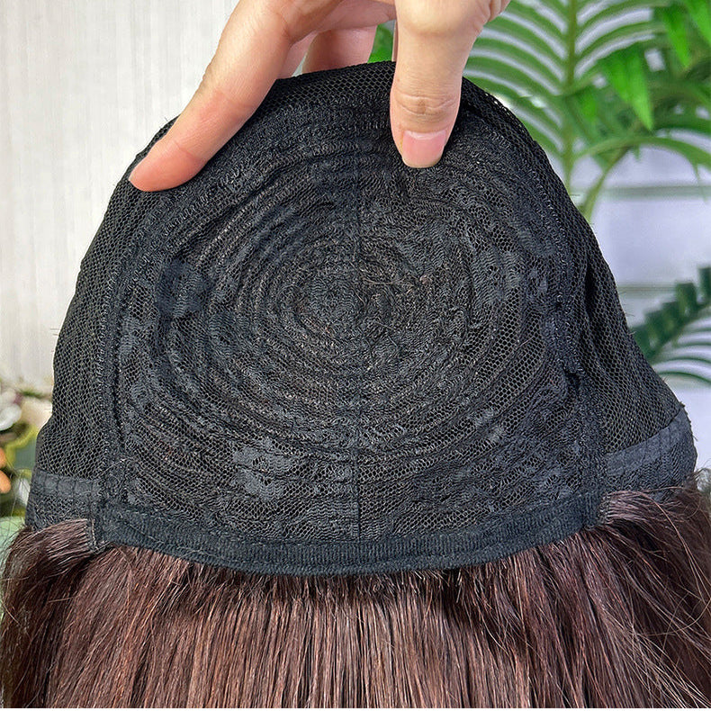 Human Hair Bob Wig with Bangs Honey Blonde Machine Made Wig 100% Human Hair