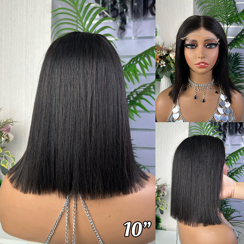 5x5 Glueless Bob Wig Bone Straight Natural Black Human Hair for Black Women