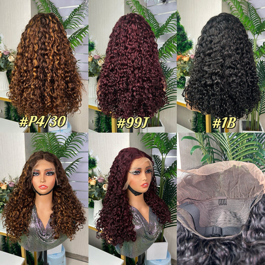 13X4 SDD Water Wave Curly Human Hair Glueless Wig 300% Density for Black Women