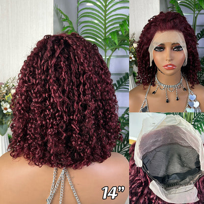 Short pissy Curly Bob Wig Human Hair 13x4 Lace Double Draw for Black Women