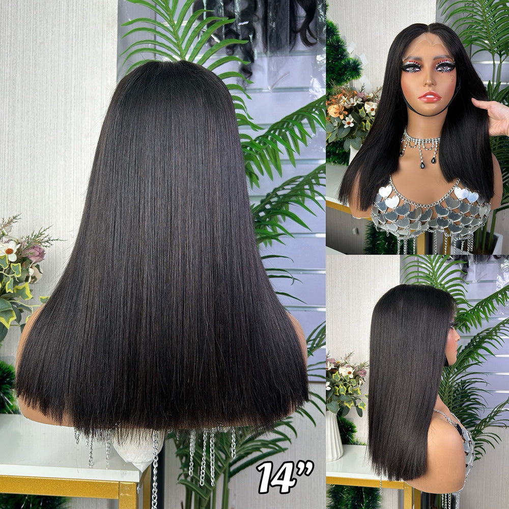 5x5 Glueless Bob Wig Bone Straight Natural Black Human Hair for Black Women
