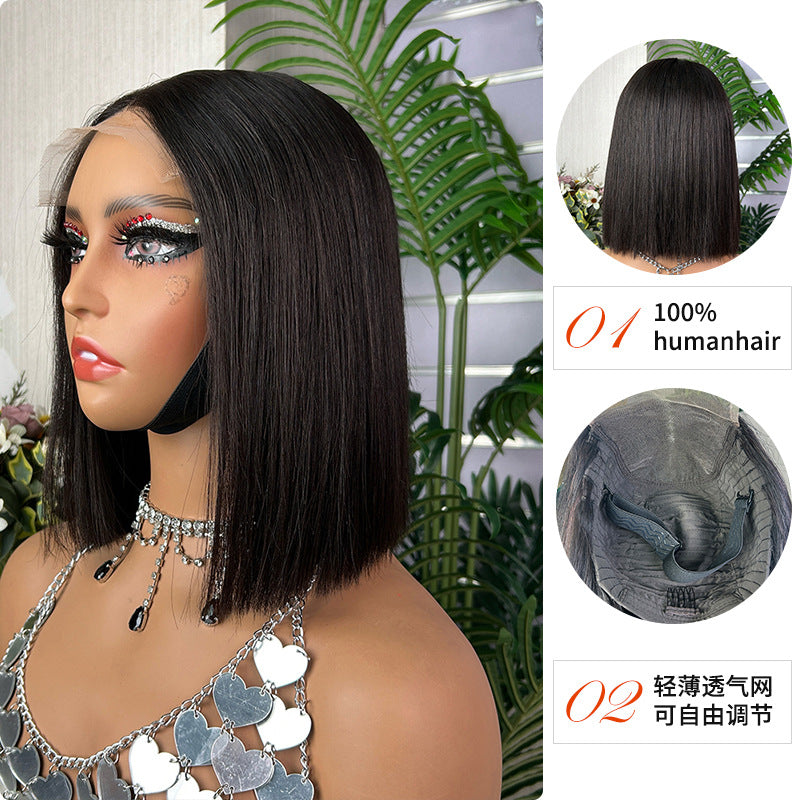 5x5 Glueless Bob Wig Bone Straight Natural Black Human Hair for Black Women