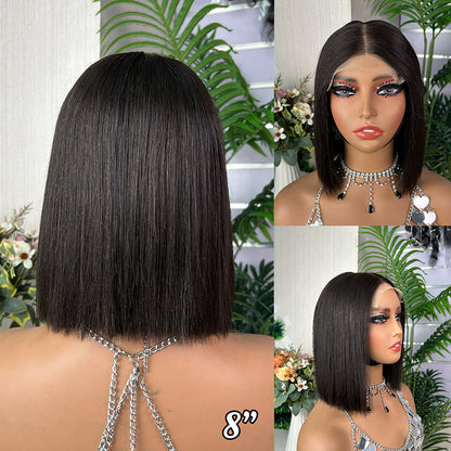 5x5 Glueless Bob Wig Bone Straight Natural Black Human Hair for Black Women