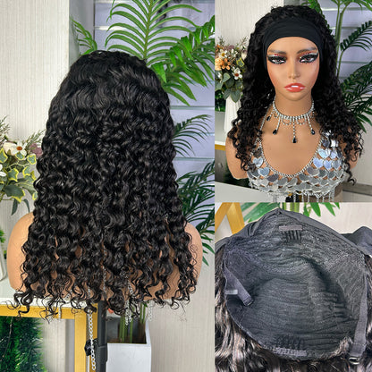 Headband Wig Human Hair Deep Wave Glueless 150% Density for Black Women