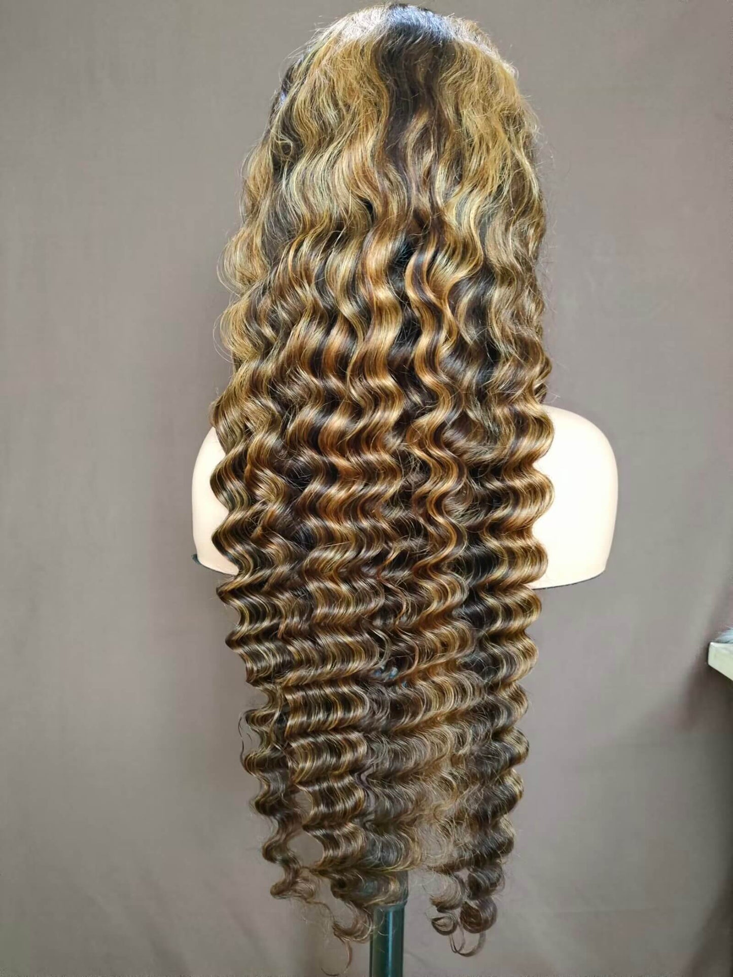 P4/27 Highlight Human Hair Deep Wave Wig Lace Frontal  for African American