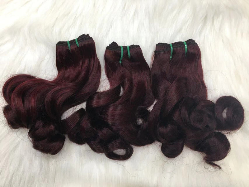 99J color red 14A Super Double Draw Bouncy Curl Virgin Human Hair Bundle for Black Women