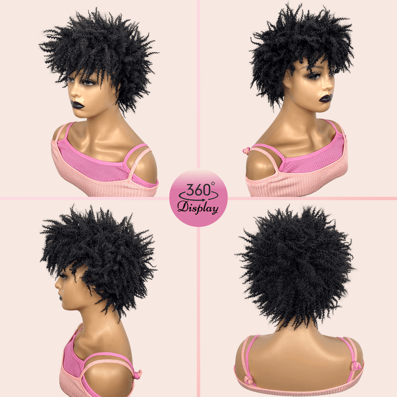 VAVANGA&nbsp;Short Afro Kinky Wigs for Women 6inch Natural Crochet Braided Wig Synthetic Hair Afro Puff Twist Braids Wigs Dreadlocks Twisted Braiding Wig for Black Women