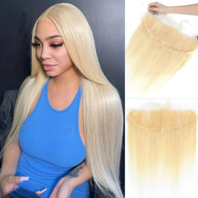 Cheveux brésiliens raides en dentelle blonde 13x4 avec cheveux de bébé à vendre