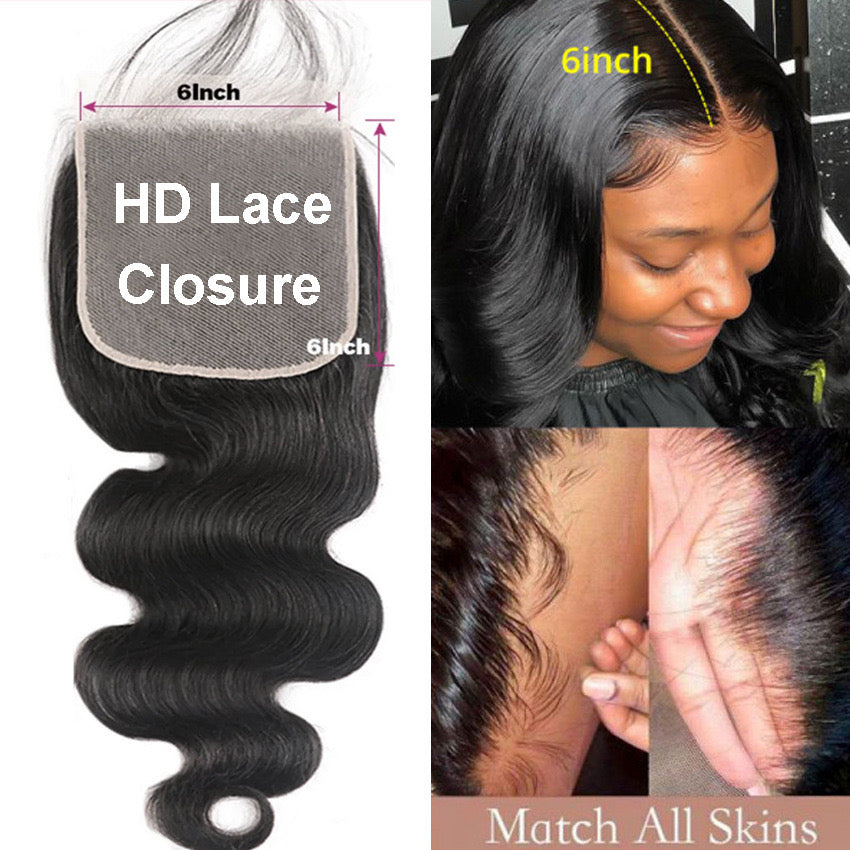 Surprisehair HD 6x6 Lace Closure Body Wave Transparent HD Closure ...
