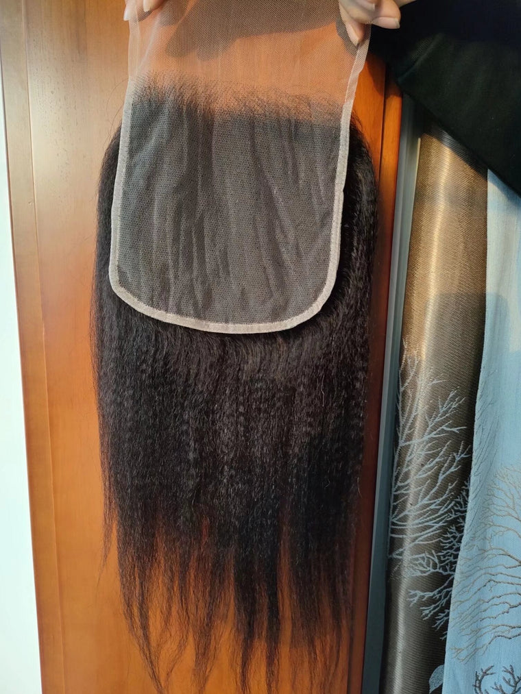 Cheveux brésiliens Lace Closure lisse 4x4 partie centrale pour afro-américain