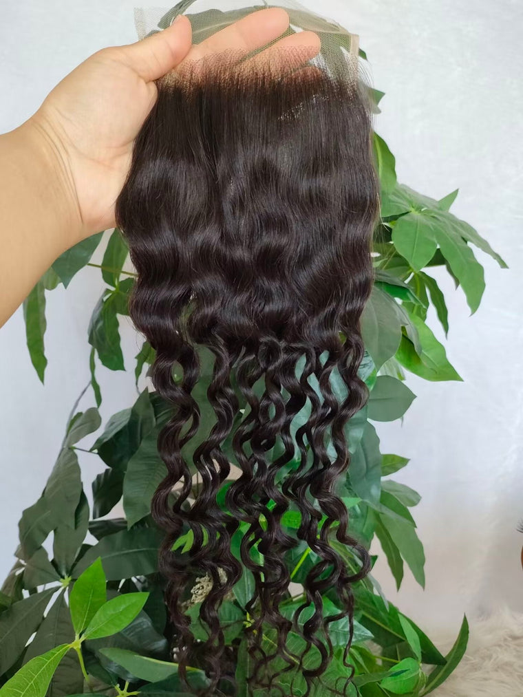 Cheveux brésiliens Lace Closure lisse 4x4 partie centrale pour afro-américain