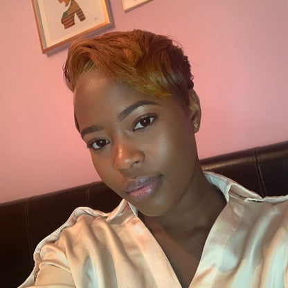 Light Brown Pixie Cut Human Hair Straight Wig Lace frontal for African American
