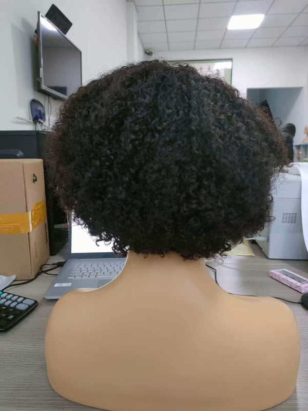 black afro kinky pixie cut lace wig human hair