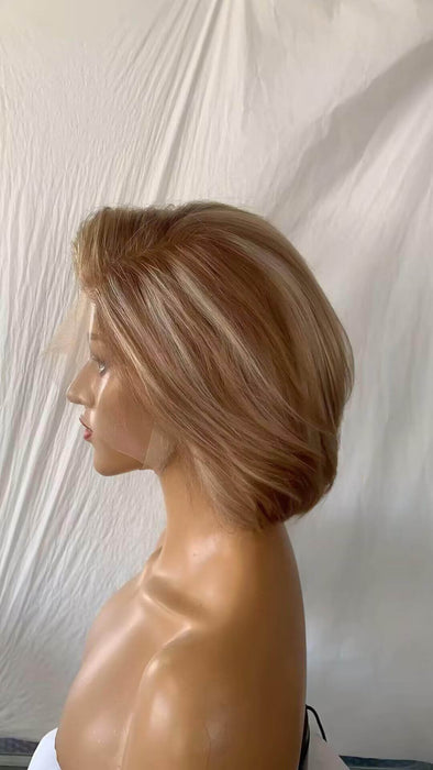 Honey Blonde Pixie Cut Wig Lace Frontal Brazilian Hair for Black Women