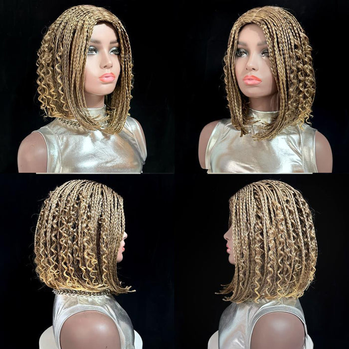 12-Inch Short Box Braid Bob Synthetic Hair Boho Hair Wig Goddess Braids Wig for Black Women, T1B27