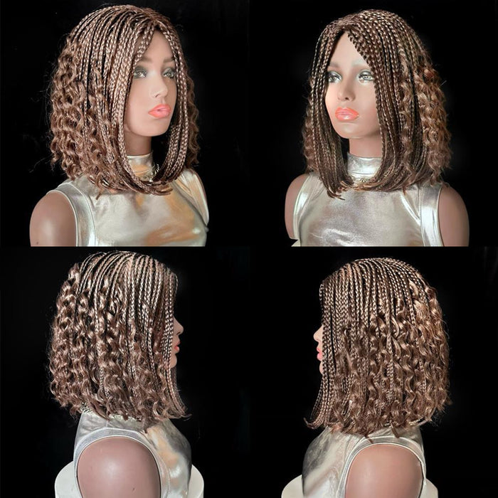 12-Inch Short Box Braid Bob Synthetic Hair Boho Hair Wig Goddess Braids Wig for Black Women, T1B33